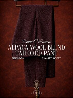 Alpaca Wool Blend Tailored Pant | 32x30